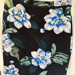 Banana Republic Black Skirt with Blue and White Floral Design
